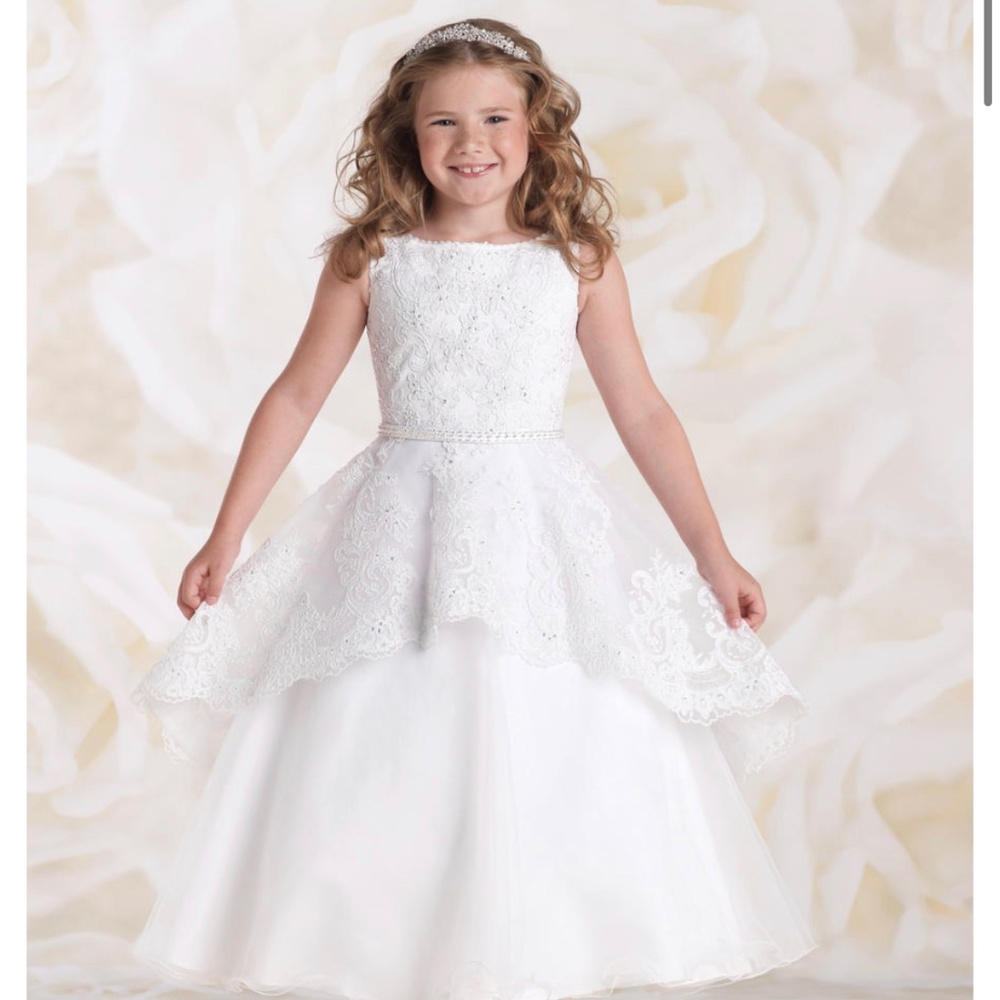 Ivory lace peplum dress
